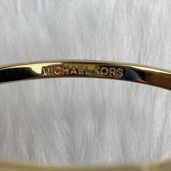 Michael Kors Gold Bracelets Set of 2 Inlaid Pave Padlock Chain - Picture 2 of 3